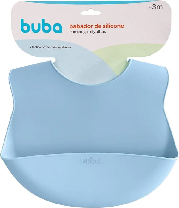 BABADOR EM SILICONE COM PEGA-MIGALHAS AZUL