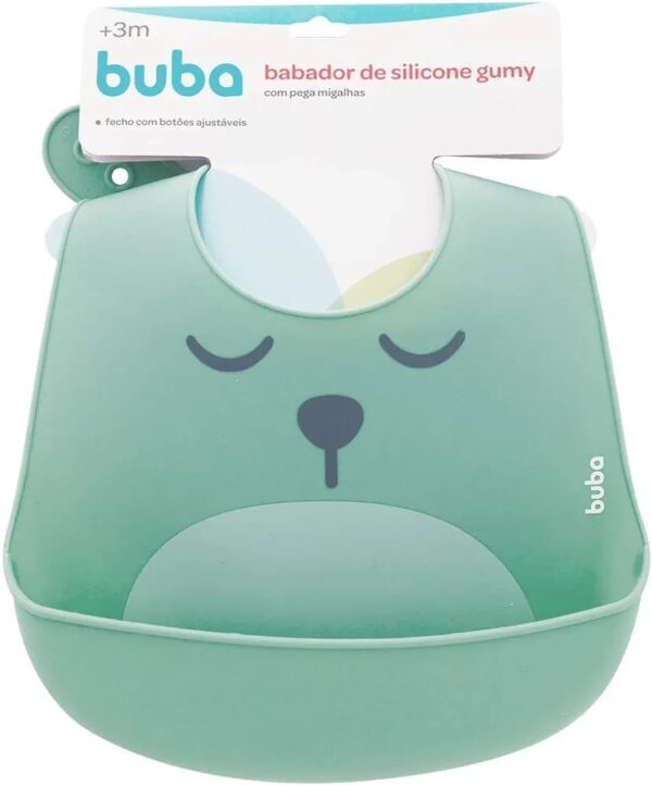 BABADOR EM SILICONE COM PEGA-MIGALHAS GUMY VERDE