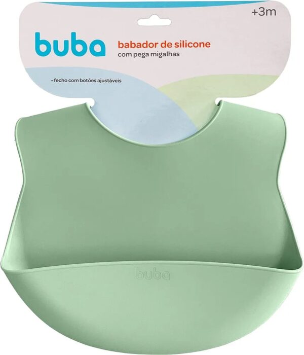 BABADOR EM SILICONE COM PEGA-MIGALHAS VERDE